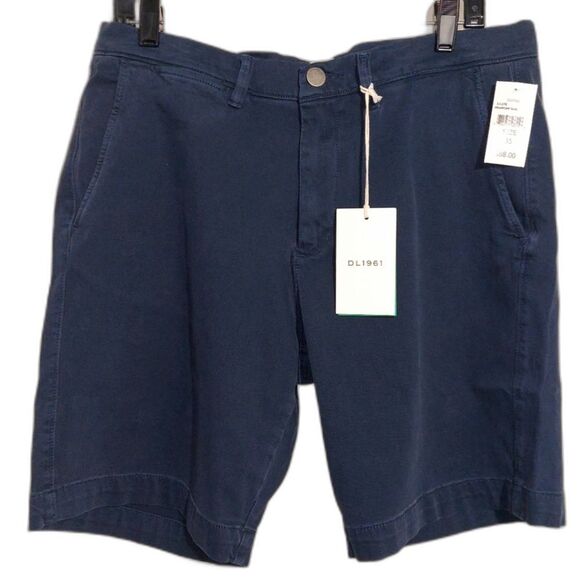 NWT DL1961 Men's Designer Light Flat Front Jake Chino Shorts Deep Blue Size 35 - Picture 6 of 15
